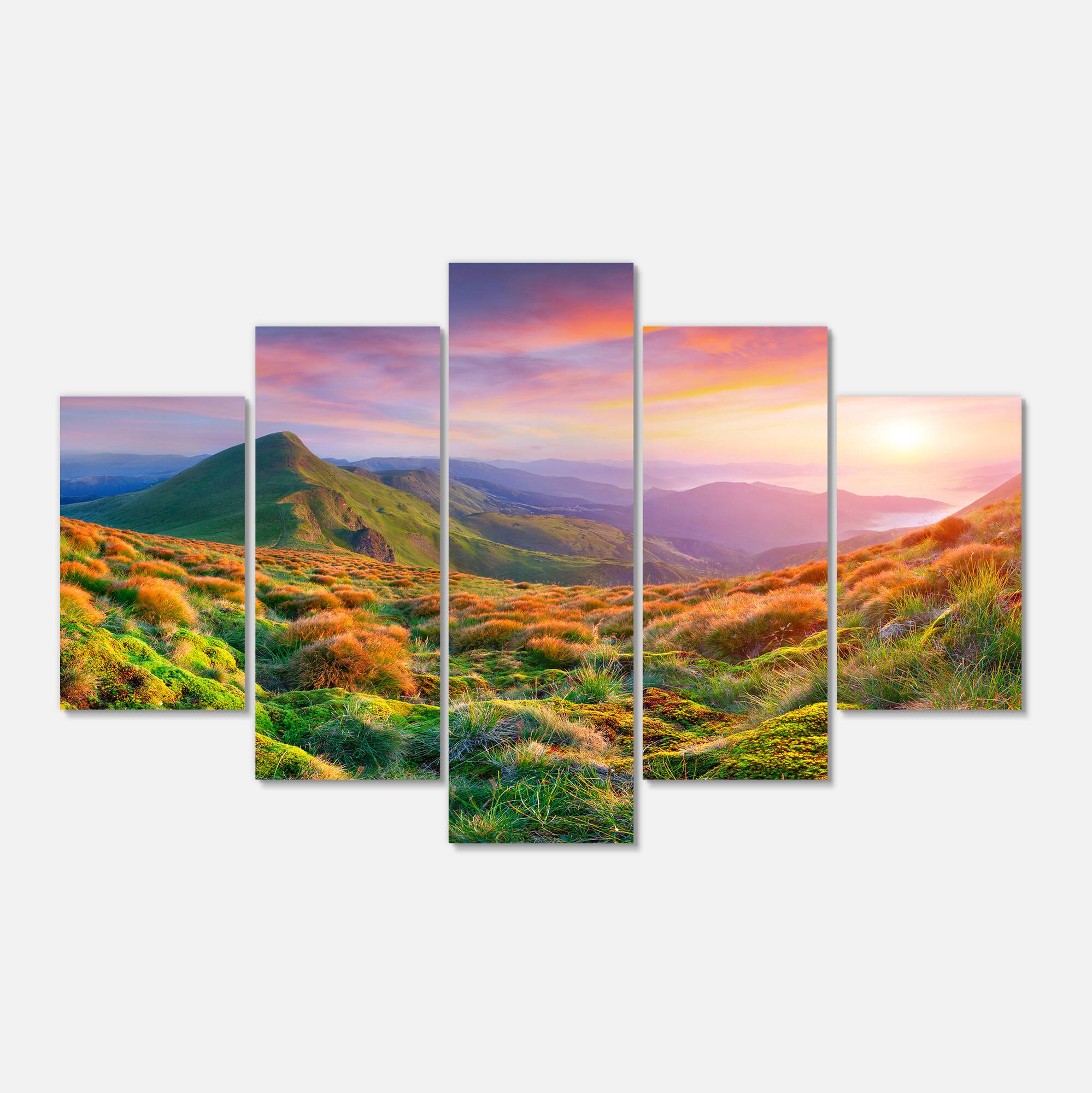 Designart - Pretty Colorful Sunset in Mountains
